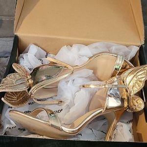 Gold butterfly heels
